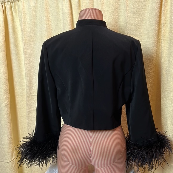 Bolero Style Jacket Feather Cuffs - Picture 2 of 6